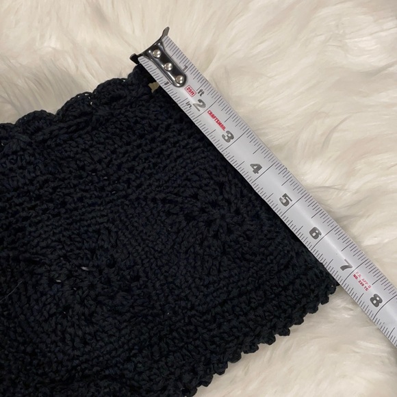 NWT S itty booty crochet drawstring shorts hipster BLACK swim beach - Picture 7 of 15